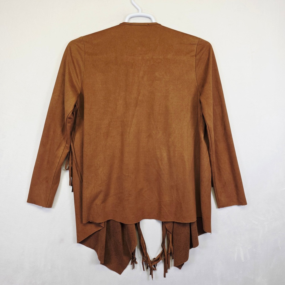 BAJEE COLLECTION Faux Suede Fringe Jacket Womens L Western Boho Festival Y2K - Picture 13 of 15